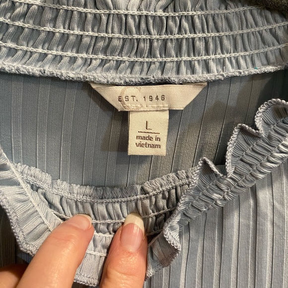 JCPenney Light Blue Ribbed Blouse - Picture 2 of 2